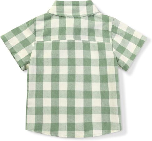 Phorecys Little Big Boys Button Down Short Sleeve Shirts Kids Buffalo Plaid Shirt with Pocket School Uniform Dress Shirt in Saudi Arabia