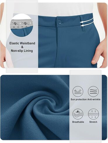 Men's Golf Pants Stretch Waist Slim Fit Tapered Classic Fit Golf Pants in Saudi Arabia