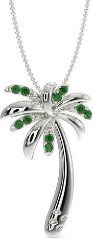 Silver Smile - 925 Solid Sterling Silver Tropical Palm Tree Pendant Necklace| Eye-Catching Pendant in Multicolour Gemstone, Ideal Pick for Birthdays and Anniversary For Her in Kuwait