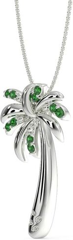 Silver Smile - 925 Solid Sterling Silver Tropical Palm Tree Pendant Necklace| Eye-Catching Pendant in Multicolour Gemstone, Ideal Pick for Birthdays and Anniversary For Her in Kuwait
