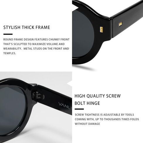 VANLINKER Vintage Round Polarized Sunglasses for Women Men Trendy Shades Retro Circle Sun Glasses VL9743 in Saudi Arabia
