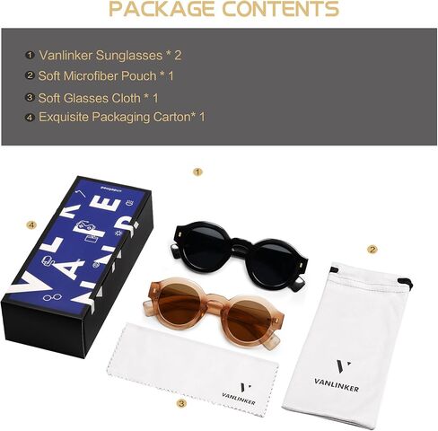 VANLINKER Vintage Round Polarized Sunglasses for Women Men Trendy Shades Retro Circle Sun Glasses VL9743 in Saudi Arabia