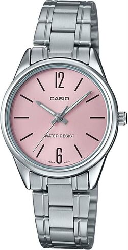 Casio LTP-V005D-4B Women's Standard Stainless Steel Pink Dial 3-Hand Analog Watch in Saudi Arabia