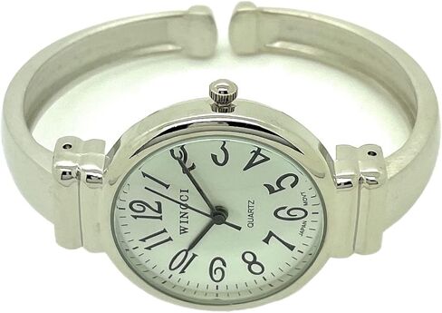 ساعة Wincci للسيدات الكلاسيكية ذات الهيكل الدائري المعدني وسوار كوارتز تناظري أنيق بمينا أبيض مع أرقام سوداء سهلة القراءة وساعة سوداء وعقارب ثانية in Kuwait