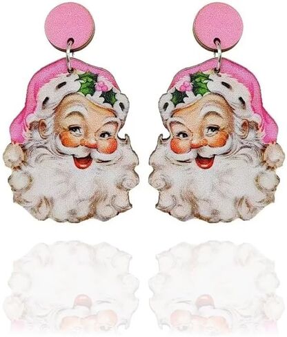 عيد الميلاد موضوع قطرة خشبية تتدلى الأقراط سانتا كلوز قوس قزح شجرة عيد الميلاد حافلة شاحنة النيون البقرة متعددة لطيف الطباعة للنساء الفتيات اليدوية عيد الميلاد السنة الجديدة مجوهرات احتفالية in Kuwait