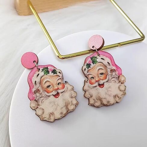 عيد الميلاد موضوع قطرة خشبية تتدلى الأقراط سانتا كلوز قوس قزح شجرة عيد الميلاد حافلة شاحنة النيون البقرة متعددة لطيف الطباعة للنساء الفتيات اليدوية عيد الميلاد السنة الجديدة مجوهرات احتفالية in Kuwait