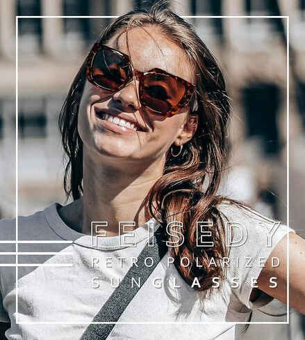 FEISEDY Trendy Polarized Sunglasses, Oversized Irregular TR Frame for Women Men, Retro Shades UV400 B0016 in Saudi Arabia