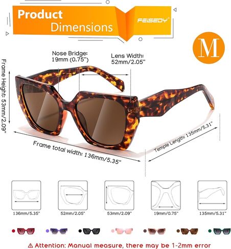 FEISEDY Trendy Polarized Sunglasses, Oversized Irregular TR Frame for Women Men, Retro Shades UV400 B0016 in Saudi Arabia