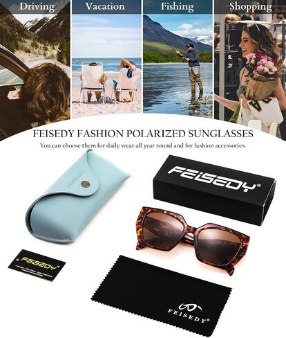 FEISEDY Trendy Polarized Sunglasses, Oversized Irregular TR Frame for Women Men, Retro Shades UV400 B0016 in Saudi Arabia