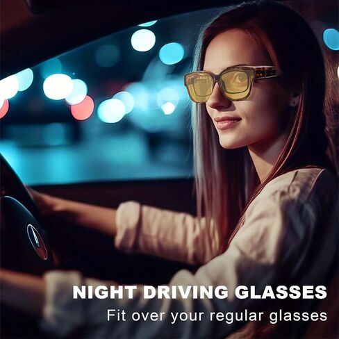 Oversized Night Vision Driving Glasses Fit Over Glasses for Men Women, Anti Glare Polarized Nighttime Glasses TS8001 in Saudi Arabia