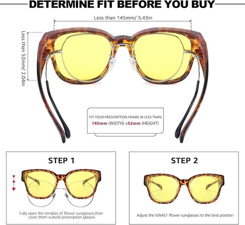 Oversized Night Vision Driving Glasses Fit Over Glasses for Men Women, Anti Glare Polarized Nighttime Glasses TS8001 in Saudi Arabia