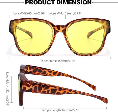 Oversized Night Vision Driving Glasses Fit Over Glasses for Men Women, Anti Glare Polarized Nighttime Glasses TS8001 in Saudi Arabia