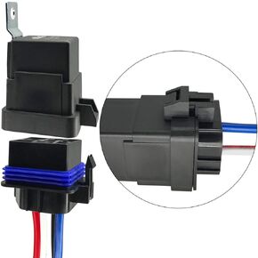 irhapsody 4-pin 80/60AMP 12VDC Waterproof Relay with Harness Kit, Heavy Duty 12 AWG Tinned Copper Wires, 1 Pack SPST Automotive Relay
