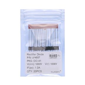 20PCS UF4007 Ultra Fast Recovery Rectifier Diode 1A 1000V 50-75ns DO-41 (DO-204AL) Axial 1 Amp 1000 Volt