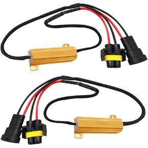 2 Pcs H11 H9 H8 LED Resistor Kit 50W 6 Ohm Anti Flicker Harness Resistor Kit HID Relay Harness Adapter Load Resistor for Led Lights Upgrading Turn Signal Bulb Relay Harness H11
