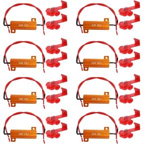 8-Pack 50W 6Ohm LED Load Resistors, Automotive Replacement Resistors for Flickering LED Turn Signal Light & LED License Plate Lights & DRL