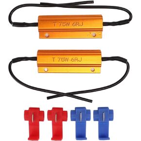 2PCS LED Resistor 75W 6Ω Load Resistor Lighting Electronics Decoding Resistance Load Led Headlights Eliminating Codes Aluminum Shell