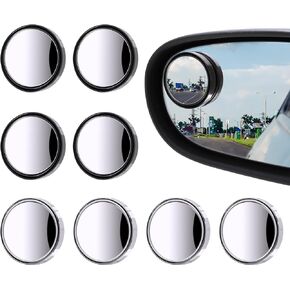 8 Pcs Blind Spot Mirrors for Car, 1.97’’ Round HD Convex Mirror, 360° Wide Angle Side View Mirror with ABS Housing for a wide range of models (black, silver)