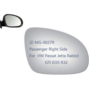 JZSUPER Side Mirror Glass fit for Volkswagen VW Passat Jetta Rabbit GTI Eos R32, Passenger Right Side RH Replacement Rearview Convex Glass, Non Heated Including Adhesive