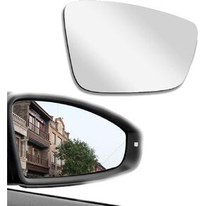Left Driver side View Heated Mirror Glass Replacement for 2011 2012 2013 2014 2015 2016 2017 2018 Volkswagen VW Passat Jetta Beetle Side Mirror Glass With Rear Holder