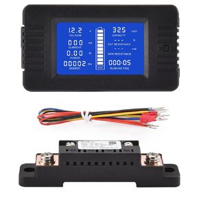 DC Multifunction Battery Monitor Meter with Shunt,0-200V,0-300A, LCD Display Digital Current Multimeter Voltmeter Ammeter for Cars RV Solar,Widely Applied to 12V/24V/48V RV/Car Battery…