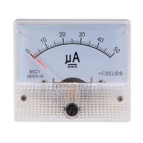 uxcell Analog Current Panel Meter DC 0-50uA 85C1 Ammeter 64x57x56mm for Circuit Testing Charging Battery Ampere Tester Gauge Pack of 1