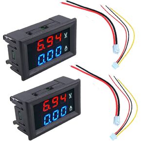 HiLetgo 2pcs 0.28" Digital Voltmeter Ammeter DC 100V 10A Amp Voltage Current Meter Tester 0.28 Inch 3 Bits Blue + Red Dual LED Display Panel with Connect Wires