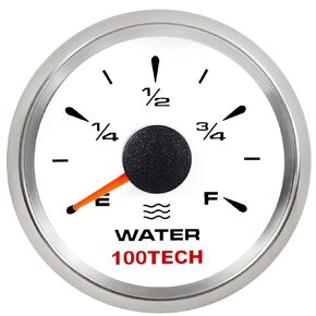 100TECH Fuel Gauge 0-90 ohm Marine Fuel Gauge Boat 52mm 2-1/16" Aftermarket Fuel Level Gauge Automotive Replacement Gauge Motocycle Car Truck RV Vehicle with 8 Color Selectable Backlit White
