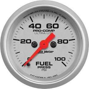 Auto Meter 4363 Ultra-Lite Electric Fuel Pressure Gauge, 2-1/16" (52.4mm)