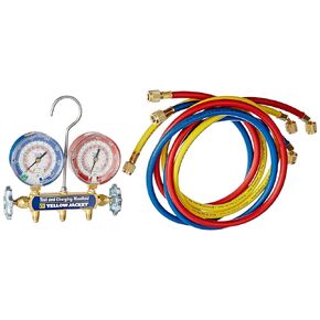 Yellow Jacket 42004 Series 41 Manifold with 3-1/8" Gauge, psi, R-22/404A/410A