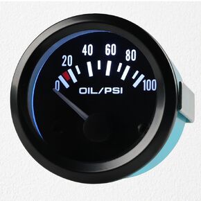WATERWICH 2" 52mm Oil Pressure Gauge 0-100 PSI DC12V Press Gauge Meter Kit for Car Truck Vehicle Automotive