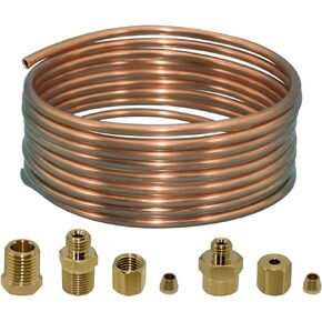 72'' Oil Pressure Gauge Tubing Kit, Set of Copper Tube and Threaded Parts, Universal Fit