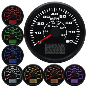 Geloo 85MM Boat GPS Speedometer Gauge 35 MPH 50 km/h Marine MPH Speedometer Waterproof Speedometer Odometer for Boat Truck Motorcycle Automotive Replacement Speedometers with 7 Colors Backlight 9-32V