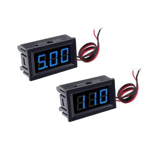 CrocSee 2Pack DC 5-120V Mini Voltmeter Blue LED شاشة رقمية لوحة الجهد متر، 2 سلك، 0.56 بوصة، لمراقبة بطارية الدراجة النارية
