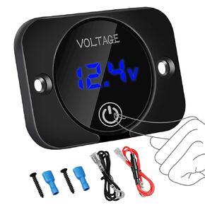 2 Pack Upgraded LED Digital Voltmeter with Touch Switch, DC 12V 24V Car Voltmeter LED Digital Display Waterproof Voltmeter Panel Voltage Monitor for Boat Marine Vehicle Motorcycle Truck ATV UTV Car