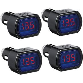 4 Pieces DC 12V-24V LED Digital Car Voltmeter Vehicle Voltage Gauge Monitor for Auto Car Motorcycle Truck