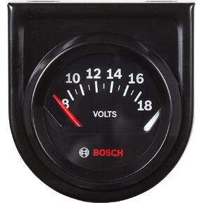 Actron Bosch SP0F000051 Style Line 2" Electrical Voltmeter Gauge (Black Dial Face, Black Bezel),White