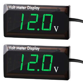 2 Pieces DC 4-28V Car Digital Voltmeter 12V Voltage Meter Car Audio Gauge LED Display 12V Meter Waterproof Voltage Gauge Meter for Car Motorcycle (Red Light)