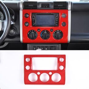 LLKUANG ABS وحدة التحكم في السيارة GPS والملاحة غطاء لوحة الكسوة لسيارة Toyota FJ Cruiser 2007-2021 مقبض وحدة التحكم المركزية وزر التحكم في الإطار (أحمر)