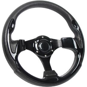 Universal Club Car DS and Precedent Steering Wheel with Black Aluminum Frame Golf Cart Steering Wheel Fit for EZGO RXV & TXT, Yamaha…