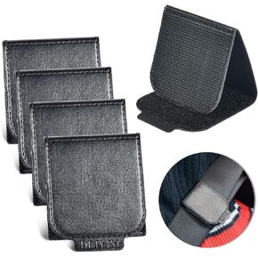 Car Seat Belt Adjuster, 4 Pack Premium PU Leather Seatbelt Clip for Vehicle Automobile Comfort Universal Shoulder Neck Strap Positioner for Adults (Black)