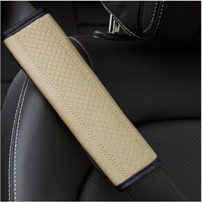 Car Seat Belt Pads, 2 Pack Fiber Leather Seatbelt Shoulder Strap Covers, More Comfort Driving & Protect Your Neck, Universal Safety Strap Cover for Auto SUV Truck Airplane Backpack (Beige)