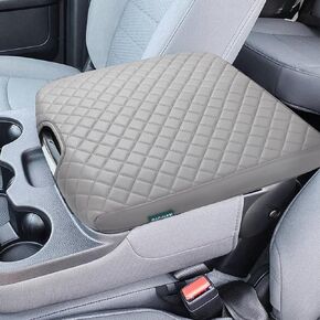 ISSYAUTO Center Console Cover Compatible with 2013-2018 Ram 1500 & 2013-2024 Ram 2500/3500/1500 Classic Model, Only for Jump Seat Console, Leather Armrest Cover Arm Rest Covering for Car, Gray