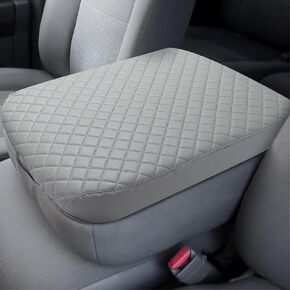 ISSYAUTO Center Console Cover Compatible with 2013-2018 Ram 1500 & 2013-2024 Ram 2500/3500/1500 Classic Model, Only for Jump Seat Console, Leather Armrest Cover Arm Rest Covering for Car, Gray