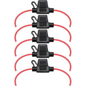 Waterproof Inline Fuse Holder 5 Pack for Mini Fuse, UL1015 18 Gauge AWG Wire, Fit for Mini Blade Fuse, 12 Inches Long