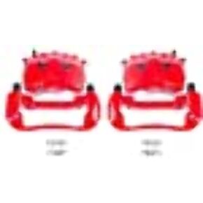 زوج من Power Stop Front S5008 من الفرجار المطلي بمسحوق أحمر عالي الحرارة