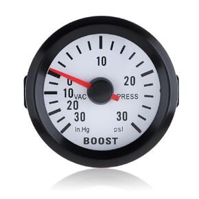 DriSentri Boost Gauge, 6032BL 2" 52mm 12V Blue LED 0~30in.Hg / 0~30PSI Turbo Boost Gauge Meter with Sensor for Car Boat Truck ATV