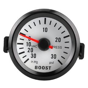 Car Boost Pointer Gauge,Universal Boost Pointer Gauge Vacuum Pressure Meter 0‑30PSI 12V Blue LED Dial 52mm Dia for Cars Motors