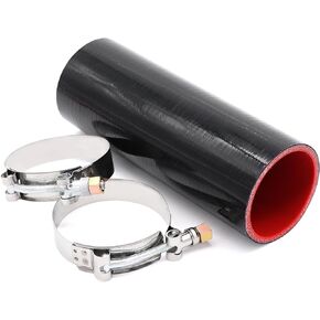 2" ID Straight Silicone Hose Coupler, High Temp 4-Ply Reinforced with Stainless Steel T-Bolt Clamp