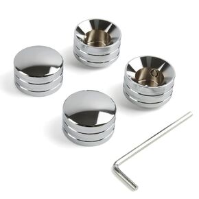 PSLER Motorcycle Aluminum Spark Plugs Engine Screw Topper Covers Head Bolt Caps Nut Covers for Sportster XL883 XL1200 Twin Cam Big Twin 1340 Evo, 4 Pieces, Chrome
